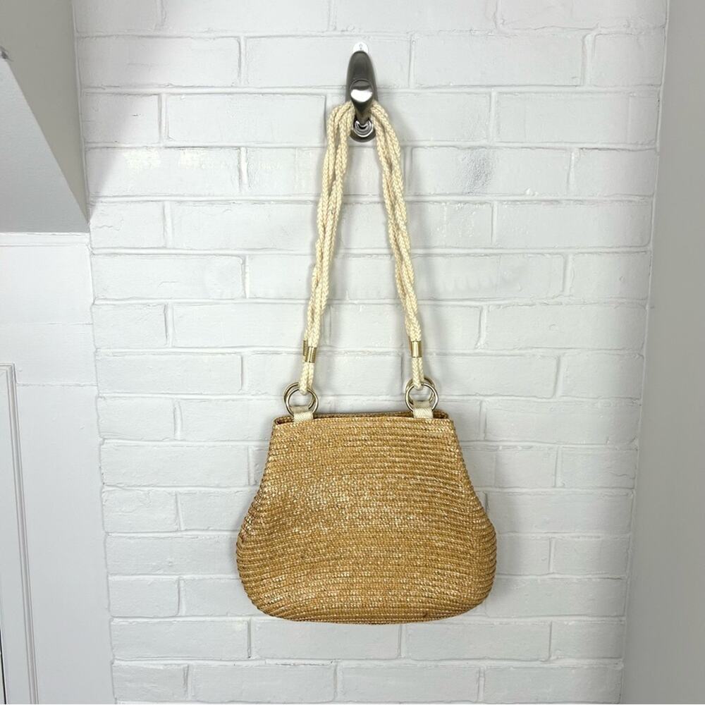 Vintage Worthington Straw Woven Braided Handle Shoulder Bag